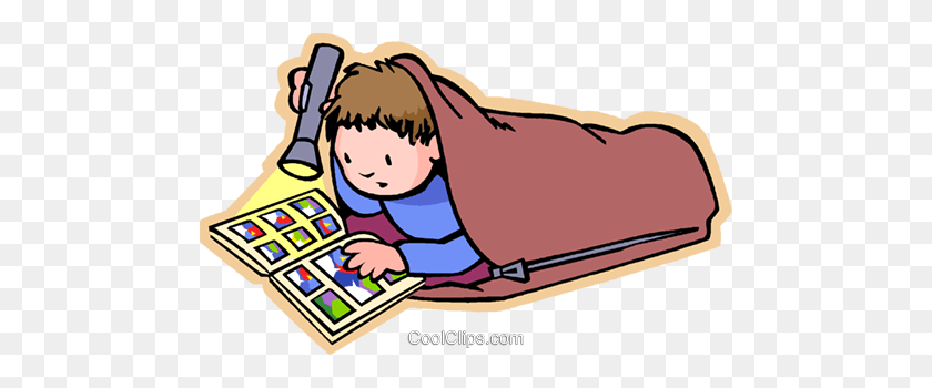 480x290 Little Boy With Sleeping Bag Royalty Free Vector Clip Art - Sleeping Boy Clipart
