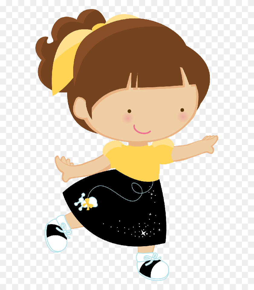 605x900 Little Dancing Girl - Baby Girl Clipart