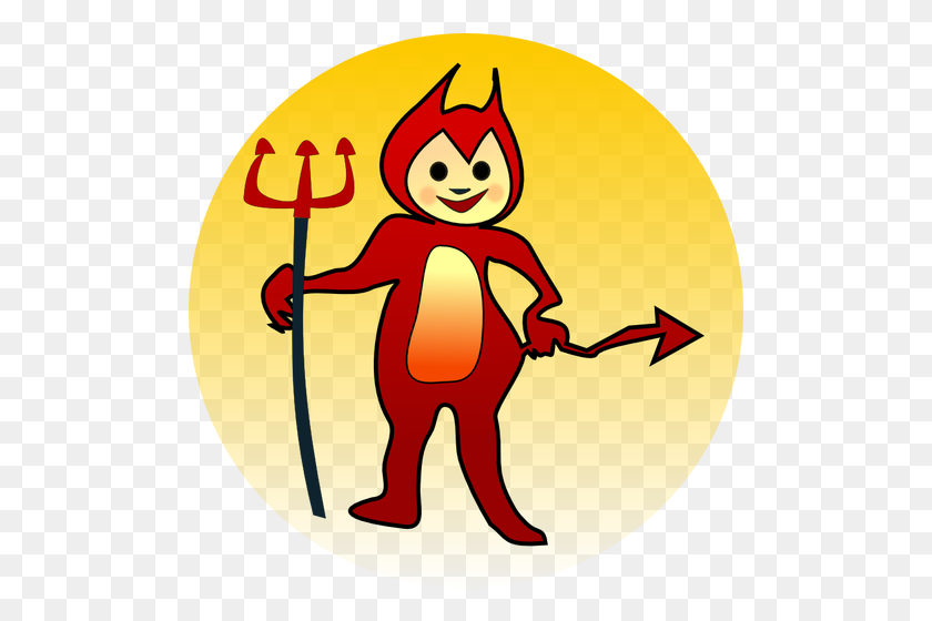 500x500 Little Devil Icon Vector Clip Art - Kids Trick Or Treating Clipart
