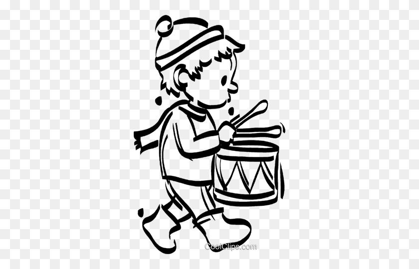 304x480 Little Drummer Boy Royalty Free Vector Clip Art Illustration - Little Kid Clipart