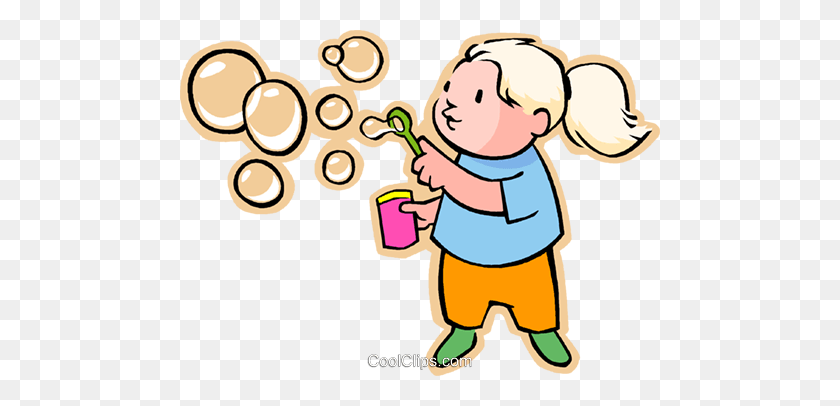 480x346 Little Girl Blowing Bubbles Royalty Free Vector Clip Art - Blow Clipart