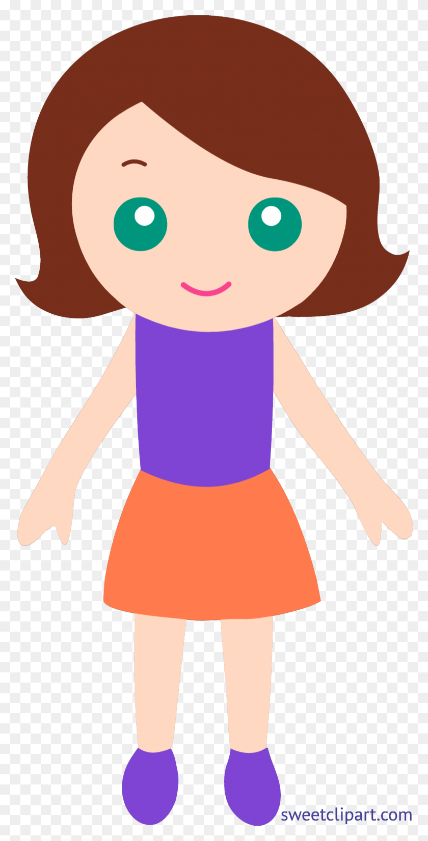 2854x5822 Little Girl Brunette Clip Art - Girl Clipart