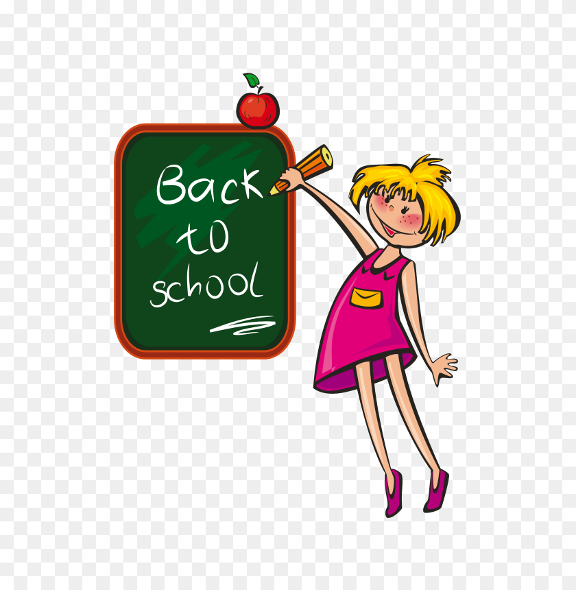 566x800 Little Girl Carrying School Books Clip Art - Short Girl Clipart