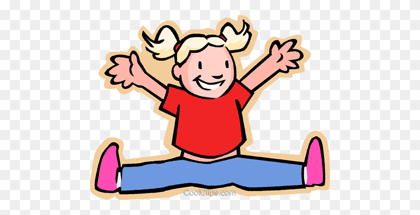 480x370 Маленькая Девочка Прыгает От Радости Клипарт В Векторе - Девочка Прыгает От Радости