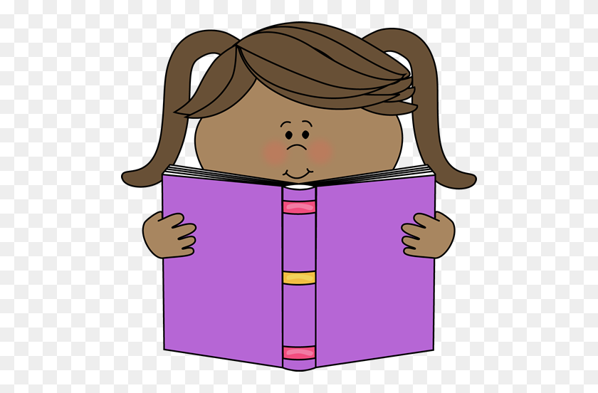 500x492 Маленькая Девочка Читает Книгу Картинки - Косички Клипарт