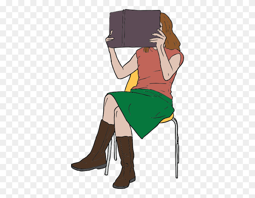 372x592 Little Girl Reading Clipart - Girl Reading Book Clipart