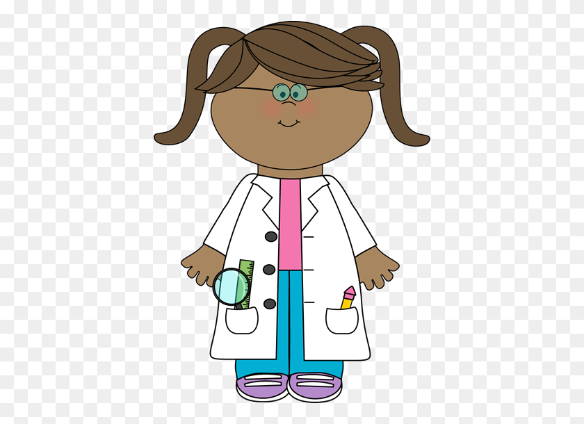 Little Girl Scientist Clip Art - Lab Coat Clipart.