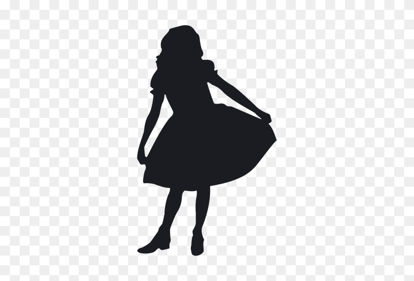 512x512 Little Girl Silhouette Group With Items - Girl Silhouette PNG