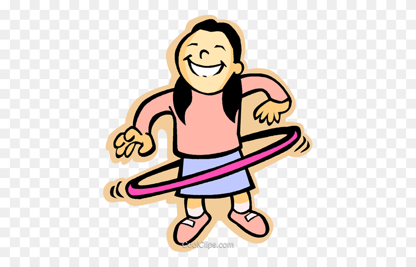 423x480 Little Girl With A Hula Hoop Royalty Free Vector Clip Art - Hula Clipart