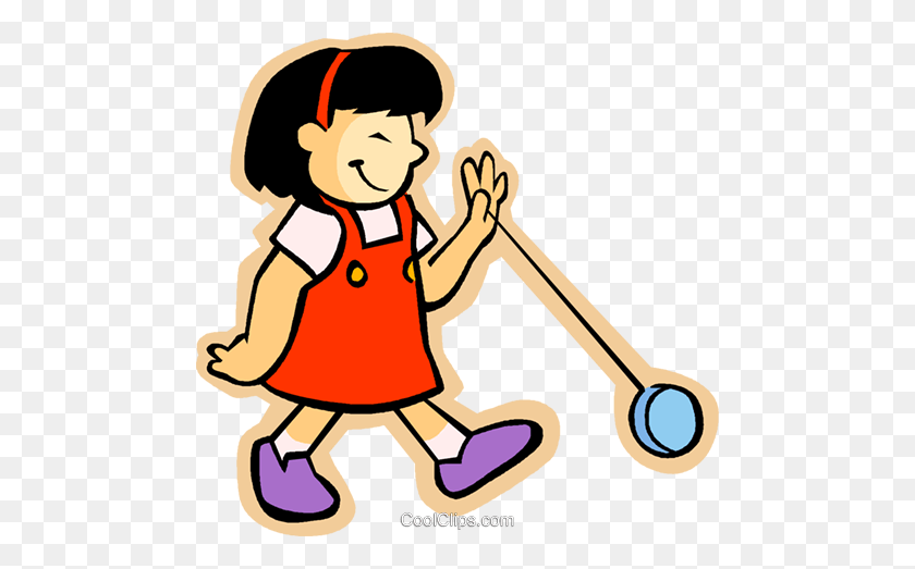 480x463 Little Girl With A Yo Yo Royalty Free Vector Clip Art Illustration - Yoyo Clipart