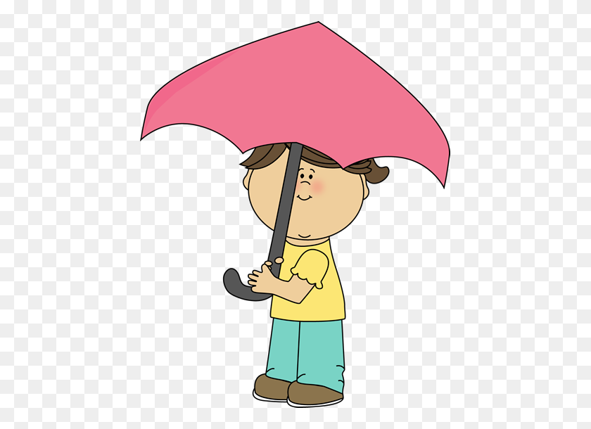 441x550 Little Girl With An Umbrella Clip Art - Umbrella Clipart