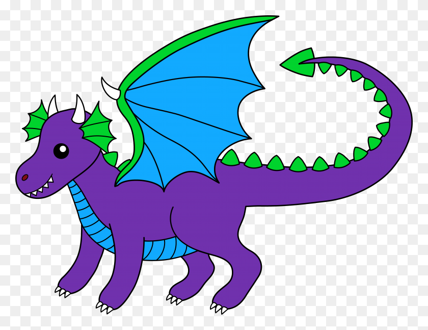 8480x6389 Маленький Фиолетовый Дракон - Мифические Существа Клипарт