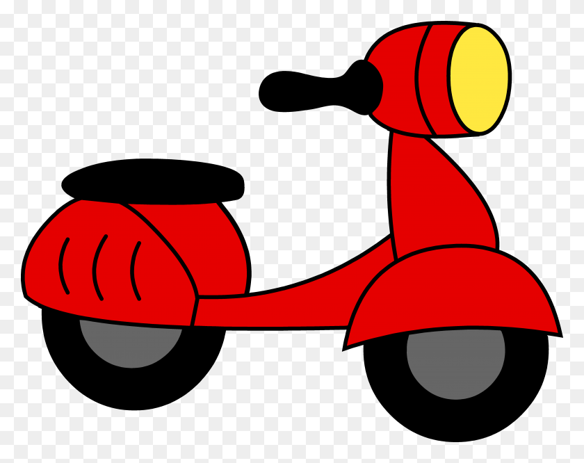 5821x4529 Little Red Motor Scooter - Moped Clipart