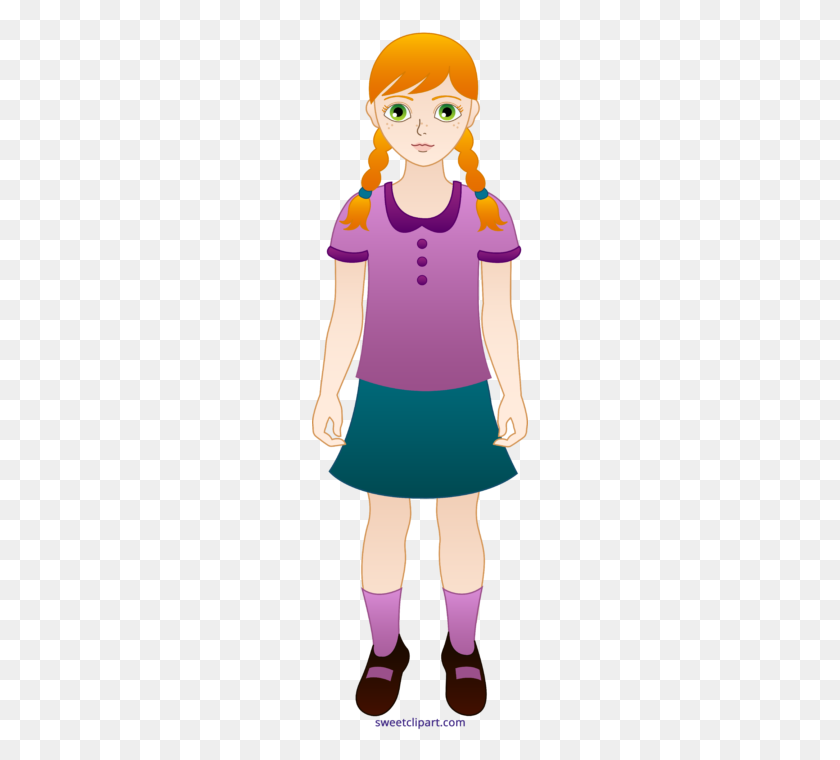 216x700 Little Redhead Girl Clipart - Abdomen Clipart