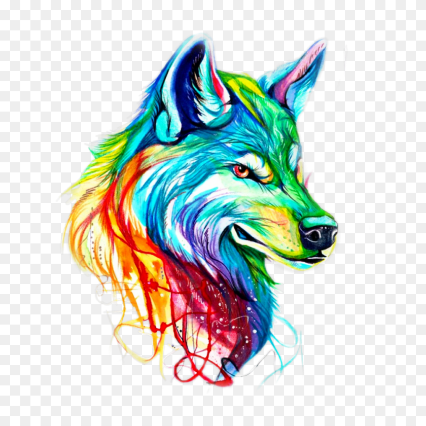 1024x1024 Lobo Wolf Lobos Rainbow - Lobo PNG