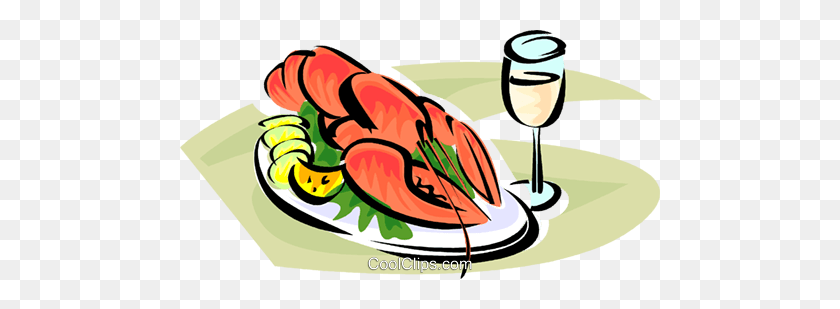 480x249 Lobster On A Plate Royalty Free Vector Clip Art Illustration - Plate Clipart
