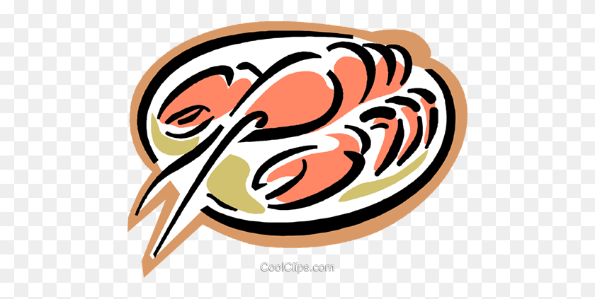 480x363 Lobster On Plate Royalty Free Vector Clip Art Illustration - Lobster Clipart