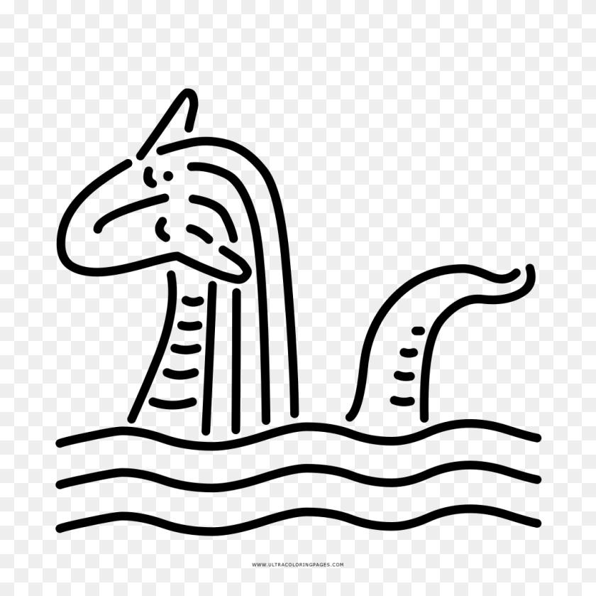 1000x1000 Loch Ness Monster Coloring Page - Loch Ness Monster PNG