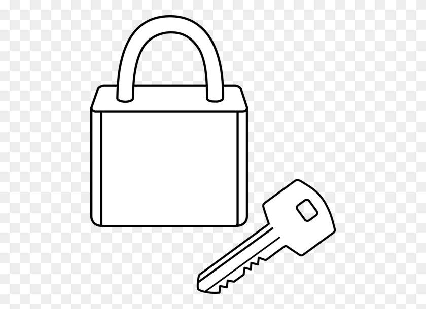 484x550 Lock And Key Line Art - Luggage Tag Clipart