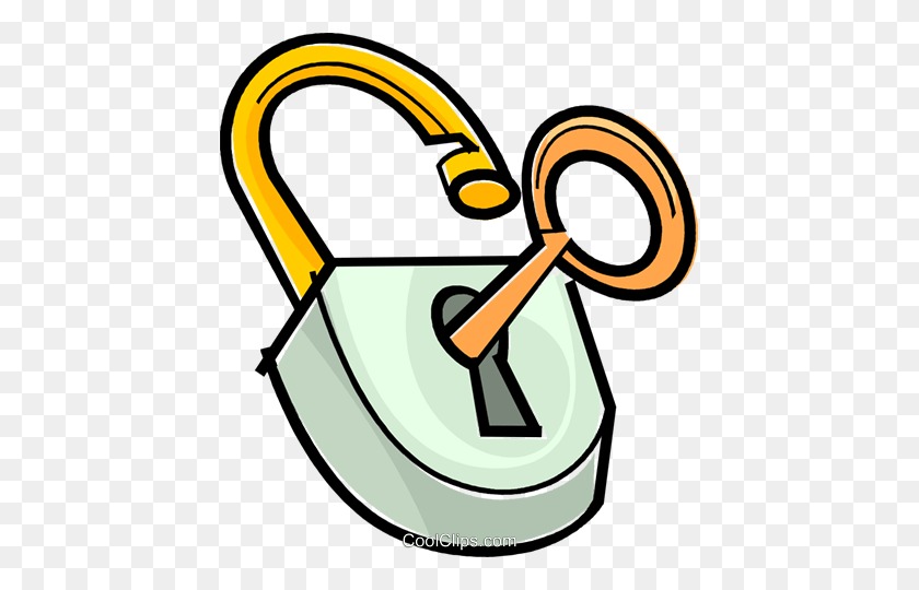 Lock And Key Royalty Free Vector Clip Art Illustration - Car Keys Clipart