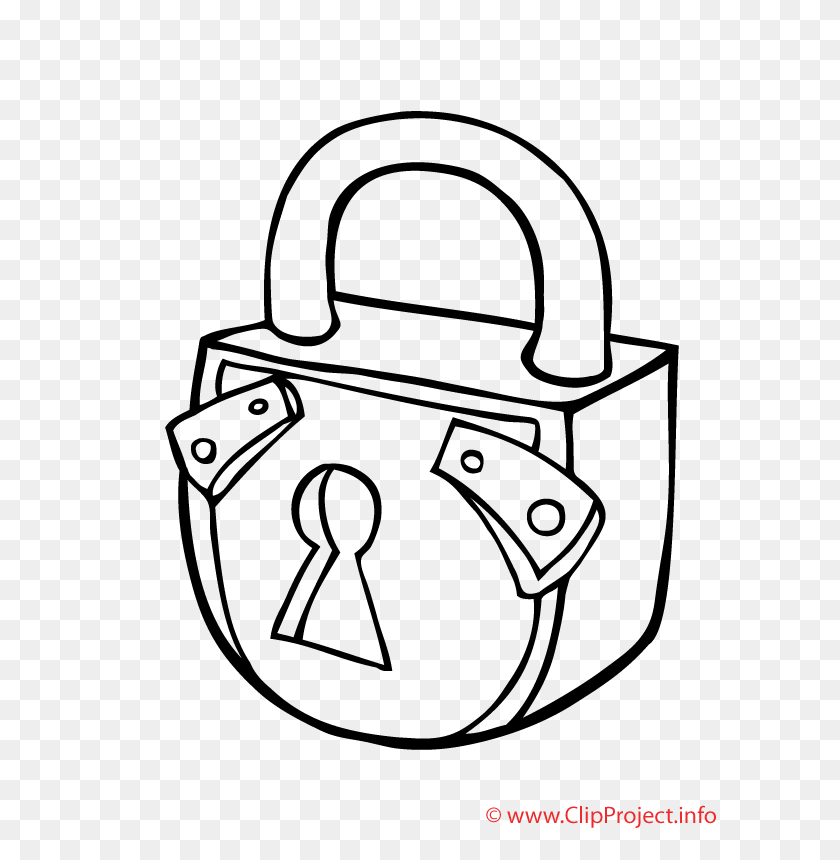 600x800 Lock Clipart Coloring Page - Lock Clipart Black And White