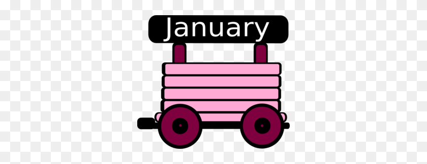 300x264 Loco Train Carriage Pink Clip Art - Free January Clip Art