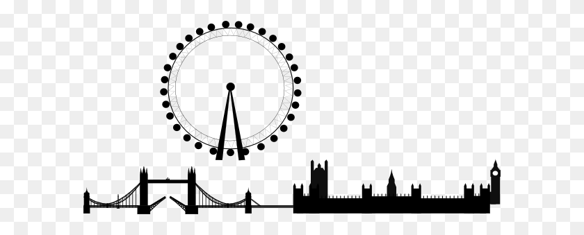 600x279 London Skyline Big Clip Art - London Clipart Black And White