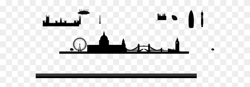 600x234 London Skyline Isolated Clip Art - London Clipart Black And White
