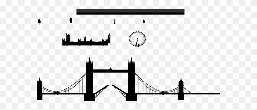 600x302 London Skyline, London Eye, Tower Bridge Clip Art - Tower Clipart Black And White