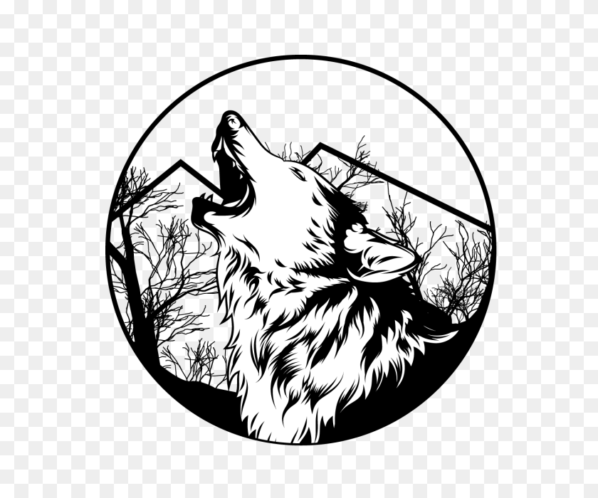 640x640 Lone Wolf Vector Illustration, Lone, Wolf, Angry Png And Vector - Wolf Howling PNG