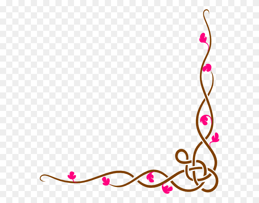 582x599 Long Floral Border Png, Clip Art For Web - Picture Border PNG
