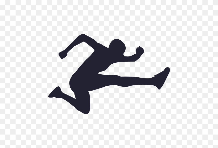 512x512 Long Jump Athlete Silhouette - Man Falling PNG