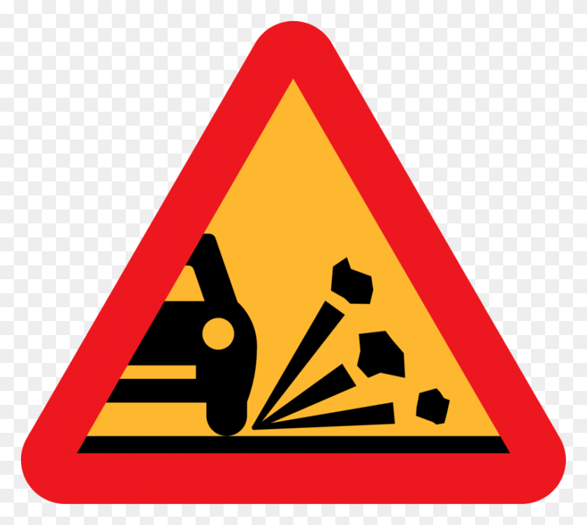 845x750 Loose Chippings Gravel Road Traffic Sign - Gravel Clipart