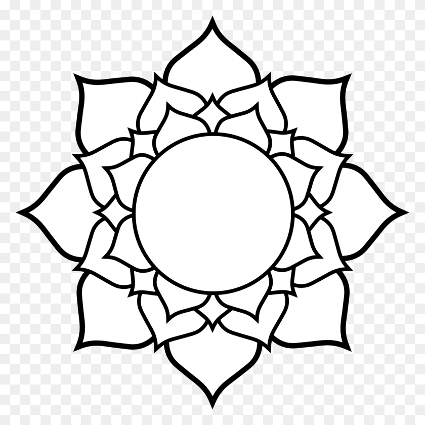1331x1331 Lotus Clipart Top - Flower Outline PNG