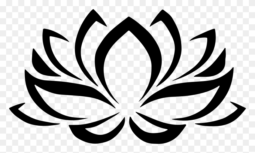 2178x1242 Цветок Лотоса Черный И Белый Png Прозрачный Цветок Лотоса Черный - Морская Черепаха Клипарт Png