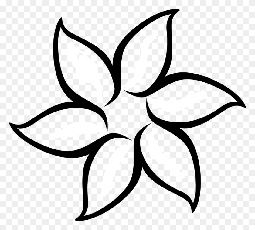 805x720 Lotus Flower Clipart Black White - White Flower Clipart