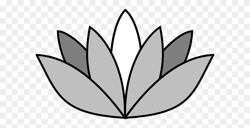600x371 Lotus Flower Clipart Black White - Flower Clipart Black White