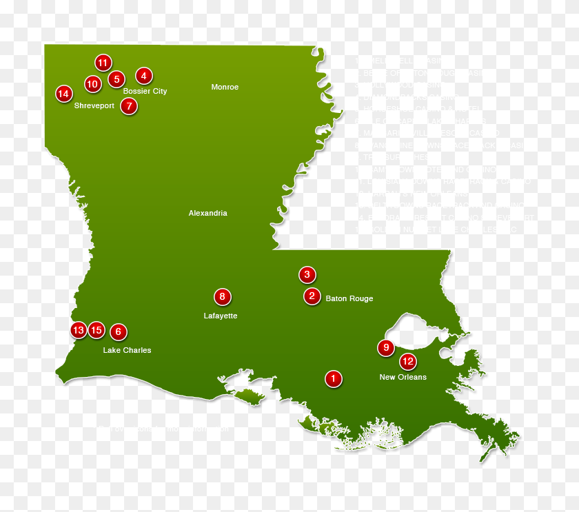 739x683 Louisiana Casino Member Map La Casino Association - Louisiana PNG
