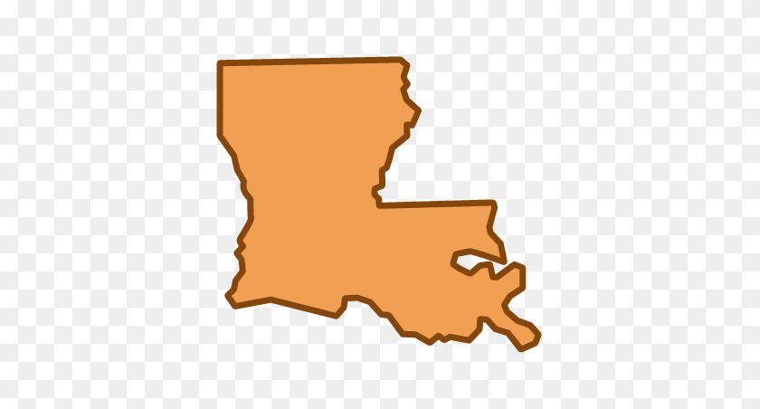 411x392 Картинка С Картой Луизианы, Оранжевая Карта Луизианы - Государственные Контуры Клипарт