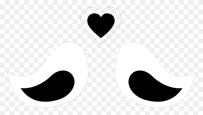 800x427 Love Birds Clipart Black And White - Love Clipart Black And White