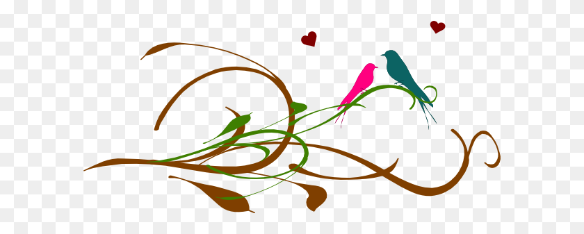 600x277 Love Birds On A Branch Clip Arts Download - Couple In Love Clipart