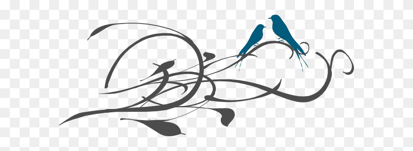 600x248 Love Birds On A Branch Clipart Png For Web - Bird On Branch Clip Art
