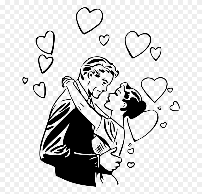 654x750 Love Drawing Romance Kiss Silhouette - Couple Clipart Black And White