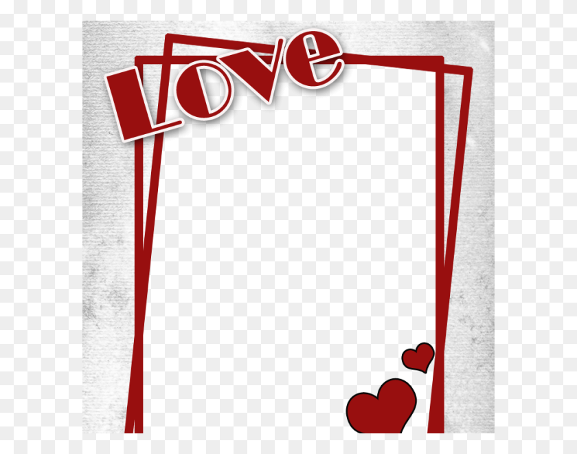 600x600 Love Frame With Heart - Heart Frame PNG