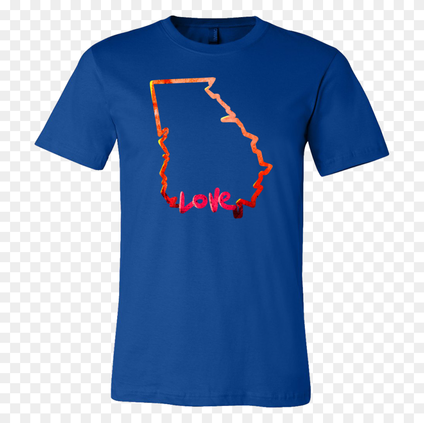 1000x1000 Love Georgia State Flag Map Outline Souvenir Gift T Shirt - Georgia Outline PNG