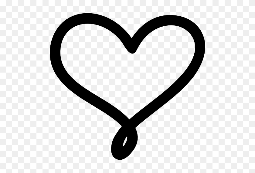 512x512 Любовь Рисованной Контур Символа Сердца - Нарисованное От Руки Сердце Png