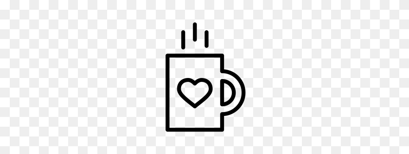 256x256 Love, Romantic, Valentine, Day, Mug, Cup, Coffee Icon - Valentines Day Black And White Clip Art