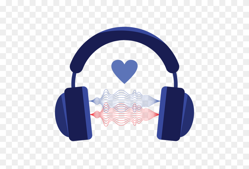 512x512 Love Sound Wave Headphones Icon - Soundwave PNG