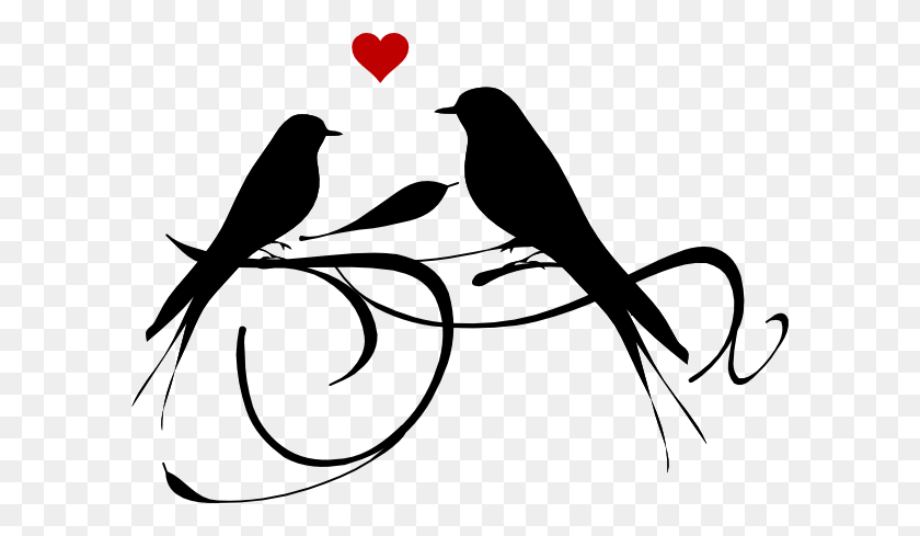600x429 Lovebird Clipart Couple Bird - Couple Clipart Black And White