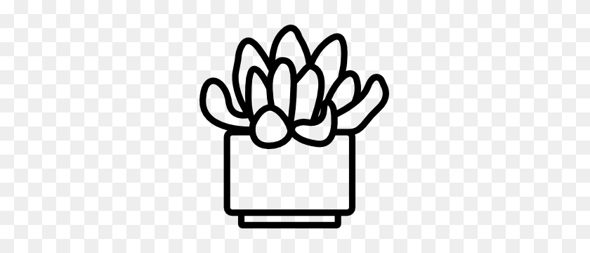 300x300 Lovely Succulent Outline Sticker - Succulent Clipart Black And White